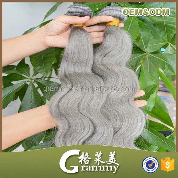 Best Selling popular old women Silver Gray hair waving Russian Grey hair bundles hair extension