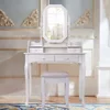 Guangzhou Dresser Furniture Wood Modern Mirrored Storage Painted Chest Cheap White Mirrored Makeup Vanity Desk With Stool Mirror