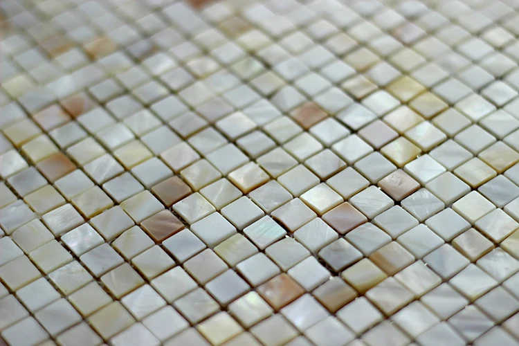 Natural Multicolour Mesh Backing Seamless Mother Of Pearl Abalone Seashell Mosaic Tile
