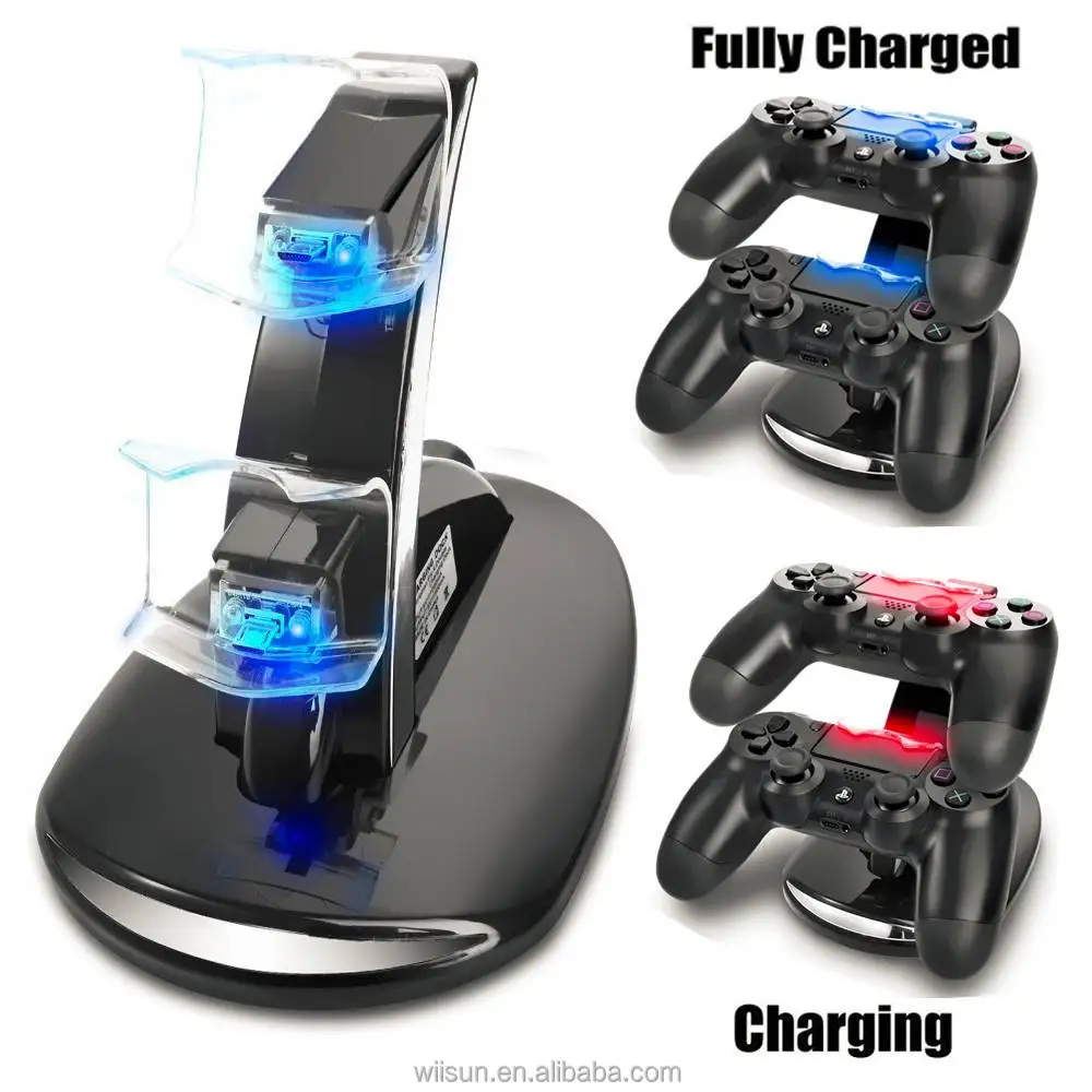 USB Dual Controller Charging Stand with LED light for PS4 Slim/Pro gamepad,Double USB Charger Dock Station for PS4 controller