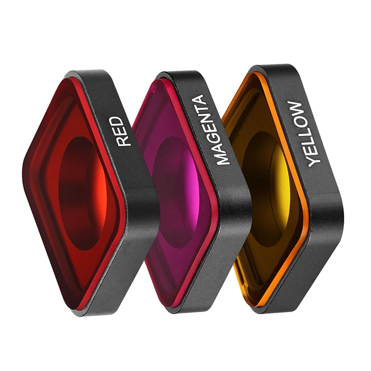 

3-Pack waterproof switchable diving red correction filter kit suit for gopro 5/6/7, Black