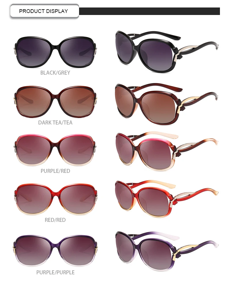 Fancy brand plastic frame polarized shipping oversized sunglasses women 2019