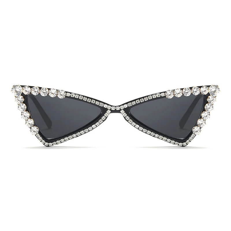 

Luxury rhinestone sunglasses female Triangle shaped trendy sun glass fashion Shiny cat eye sunglasses (KSG037), 1 colors