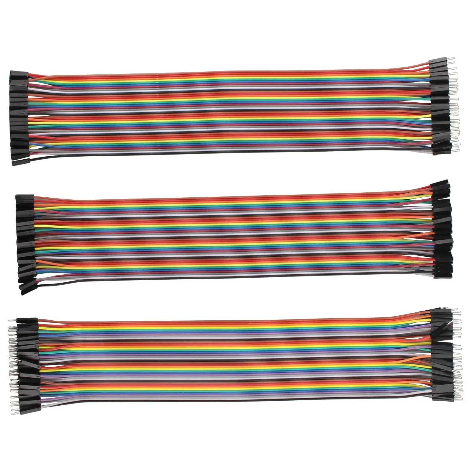 120pcs 30CM 12Inch Multicolored Dupont Wire 40pin Male to Female, 40pin Male to Male, 40pin Female to Female Breadboard Jumper Wires Ribbon Cables Kit