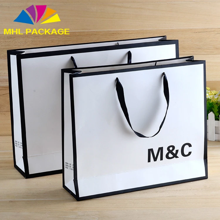 
custom luxury brand shoes black cardpaper shopping bag with logo 