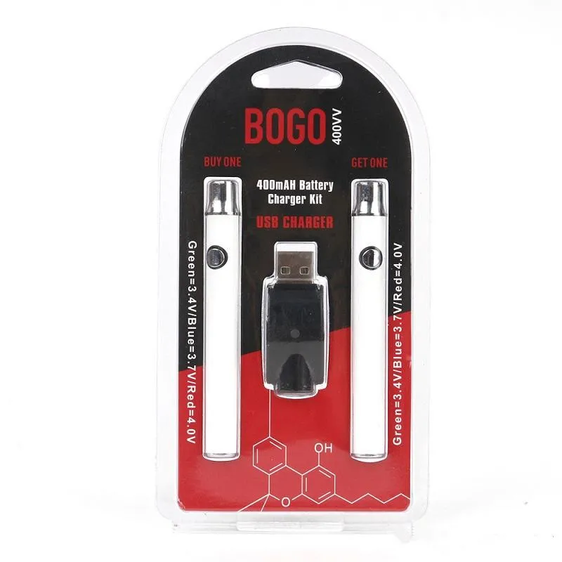 

Factory price 400mah adjustable voltage BOGO vape pen Variable Voltage battery with preheat function