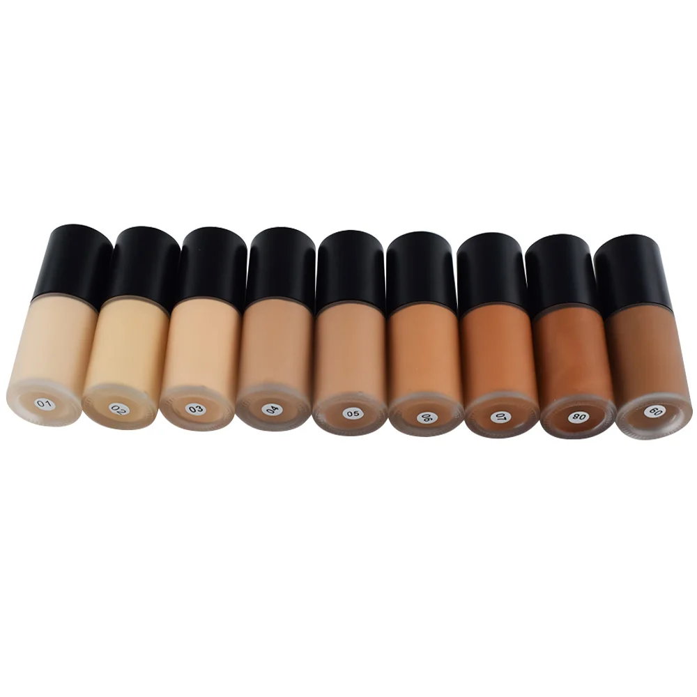 

Professional private label Makeup 9 colors Liquid Foundation Fond de teint black top base Foundation