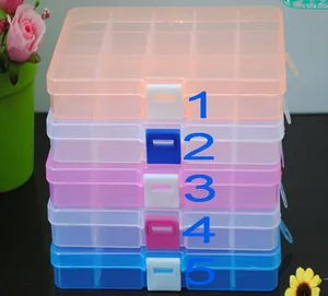 Image of Adjustable Compartment Plastic Clear Storage Box For Jewelry Earring Tool Container