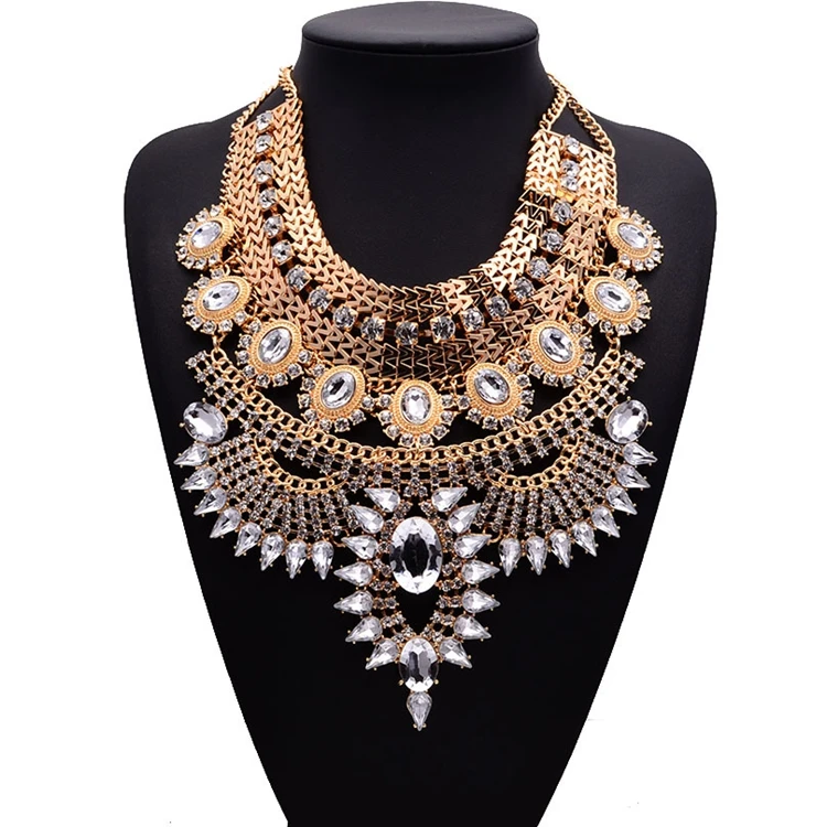 

NK-189011 Boho Statement Necklace Fashion Gold Bohemian Indian Jewelry for Women Big Ethnic Costume Jewelry, 6 colours