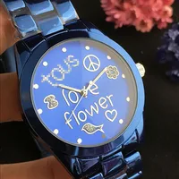 

Love Flower Luxury Gold Steel Strap Round Dial Fashion Couple Men's Watch Women's Watches