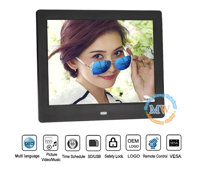 8inch Cheap 8 Inch Digital Picture Photo Frame Rohs With Led Light