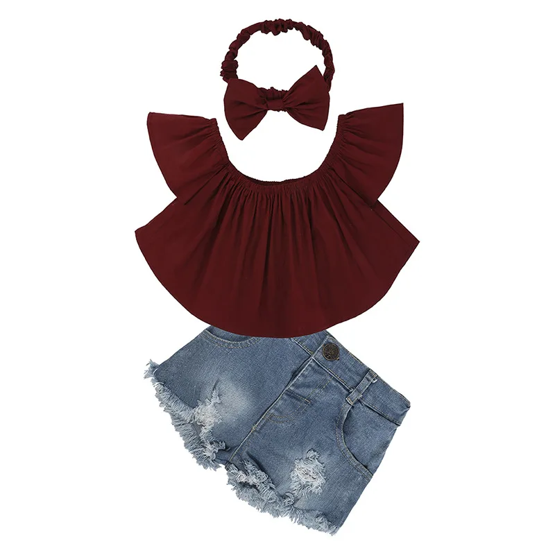 

Off-Shoulder Red Baby Shirts Jeans Shorts Pants Infant Baby Outfit Cute Desi Girls Pictures, Picture show