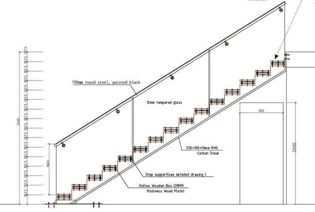 glass stairs detail