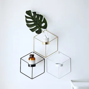 Image of Wall Hanging Tealight Gold Metal Geometric Candle Holders