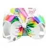 Fashion colorful ribbed ribbon bow with clip baby hair accessories 8inch big bow with cards hairgrips