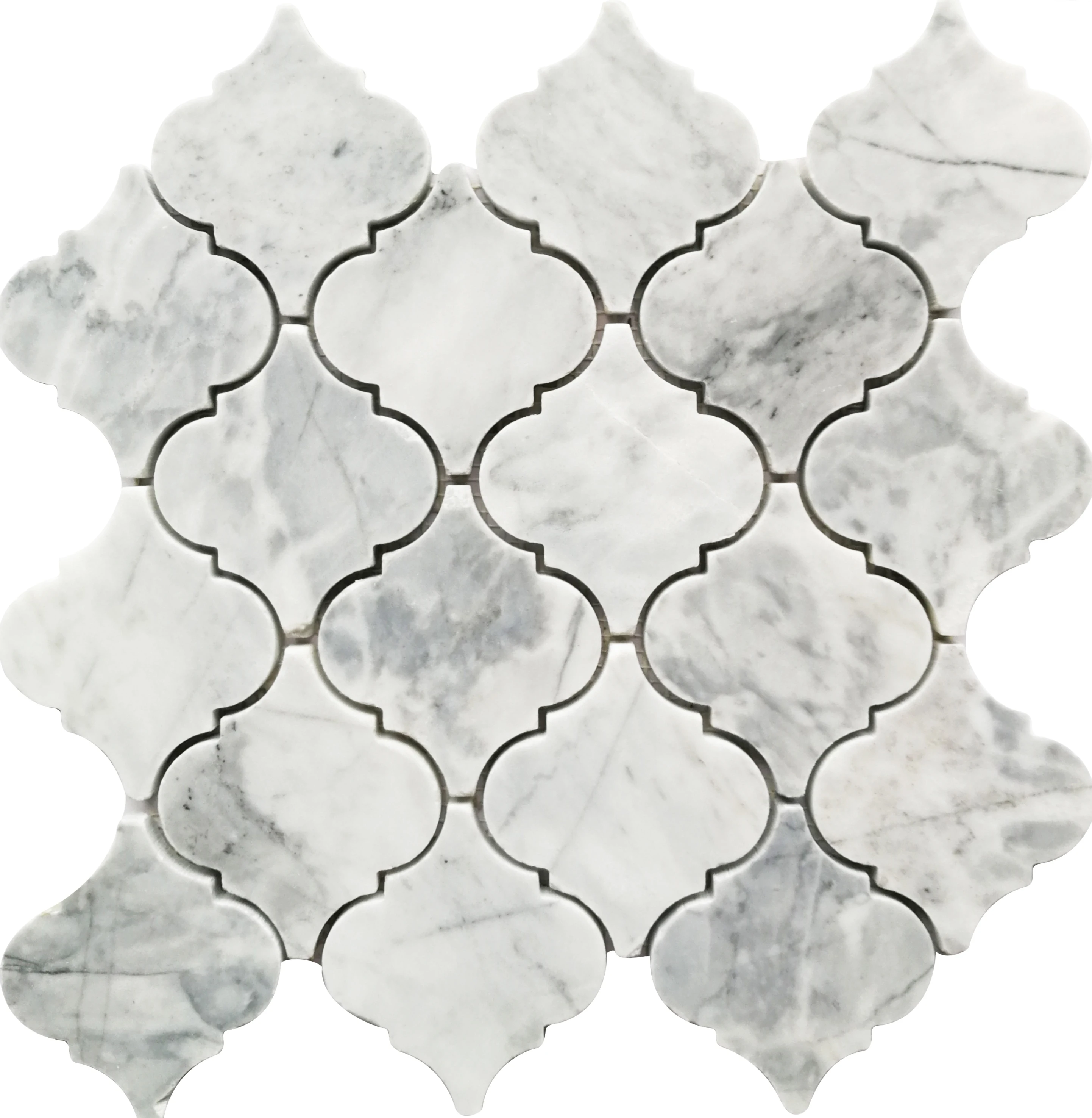 High Quality Irregular Arabesque Carrara Marble Mosaic Tile