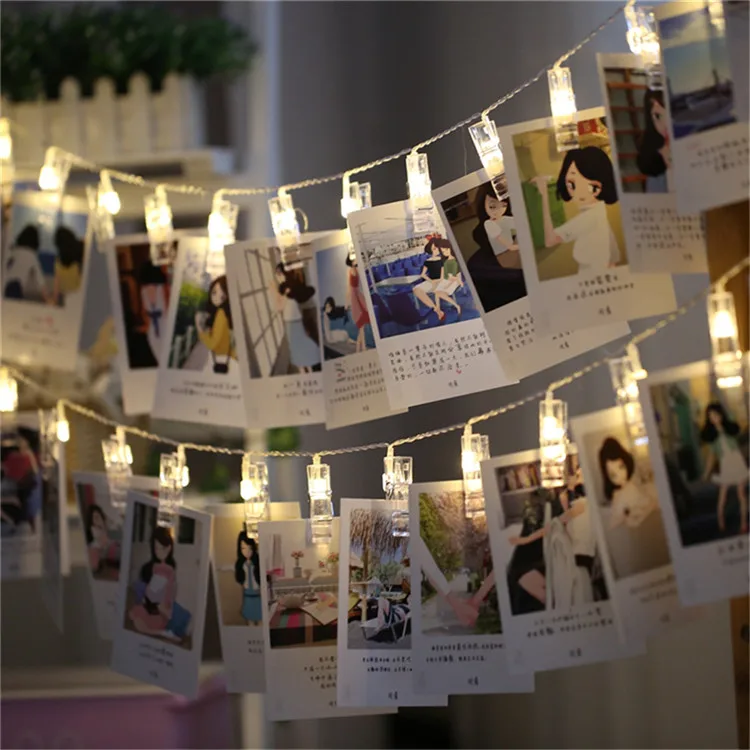 Waterproof Colored Battery Powered Operated Garland Card Photo Clip Led String Light