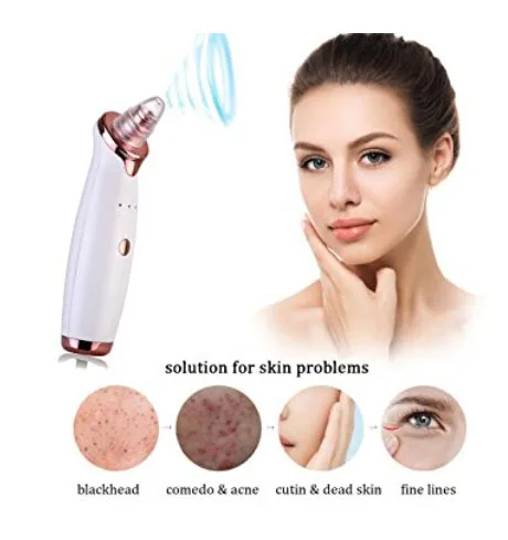 

USB Rechargeable Blackhead Remover Electric Blackhead Comedo Vacuum Suction Pore Cleanser Acne Extractor with 4 Microcrystalline, Rose gold