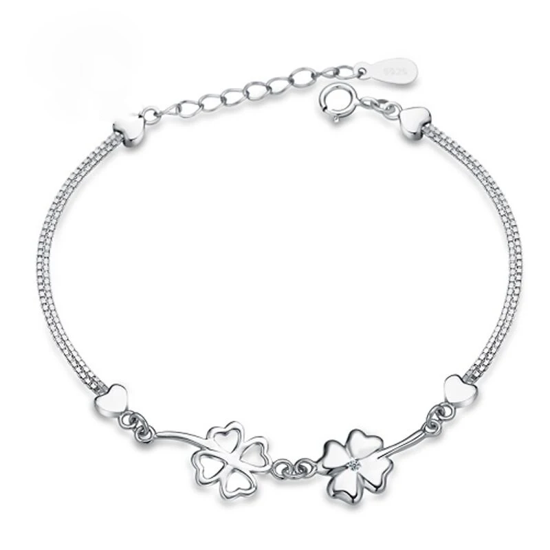 

New wholesale fashion jewelry solid 925 silver clover bracelet/bangle