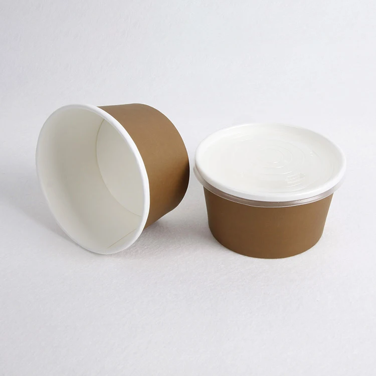 Pla Soup Bowls With Biodegradable Paper Cup Plastic Lids Single Use