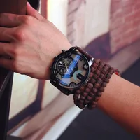 

Hot Fashion Big Dial Watch Mens Luxury Design Leather Strap Watches Quartz Wrist Watch Male