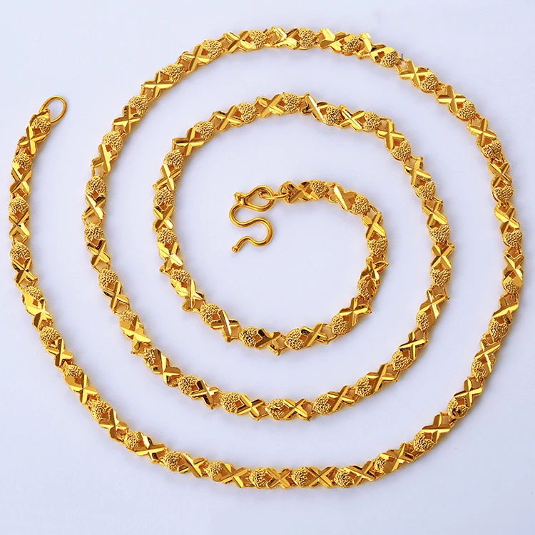 wholesale xuping costume jewellery gift dubai 24K golden necklace for women