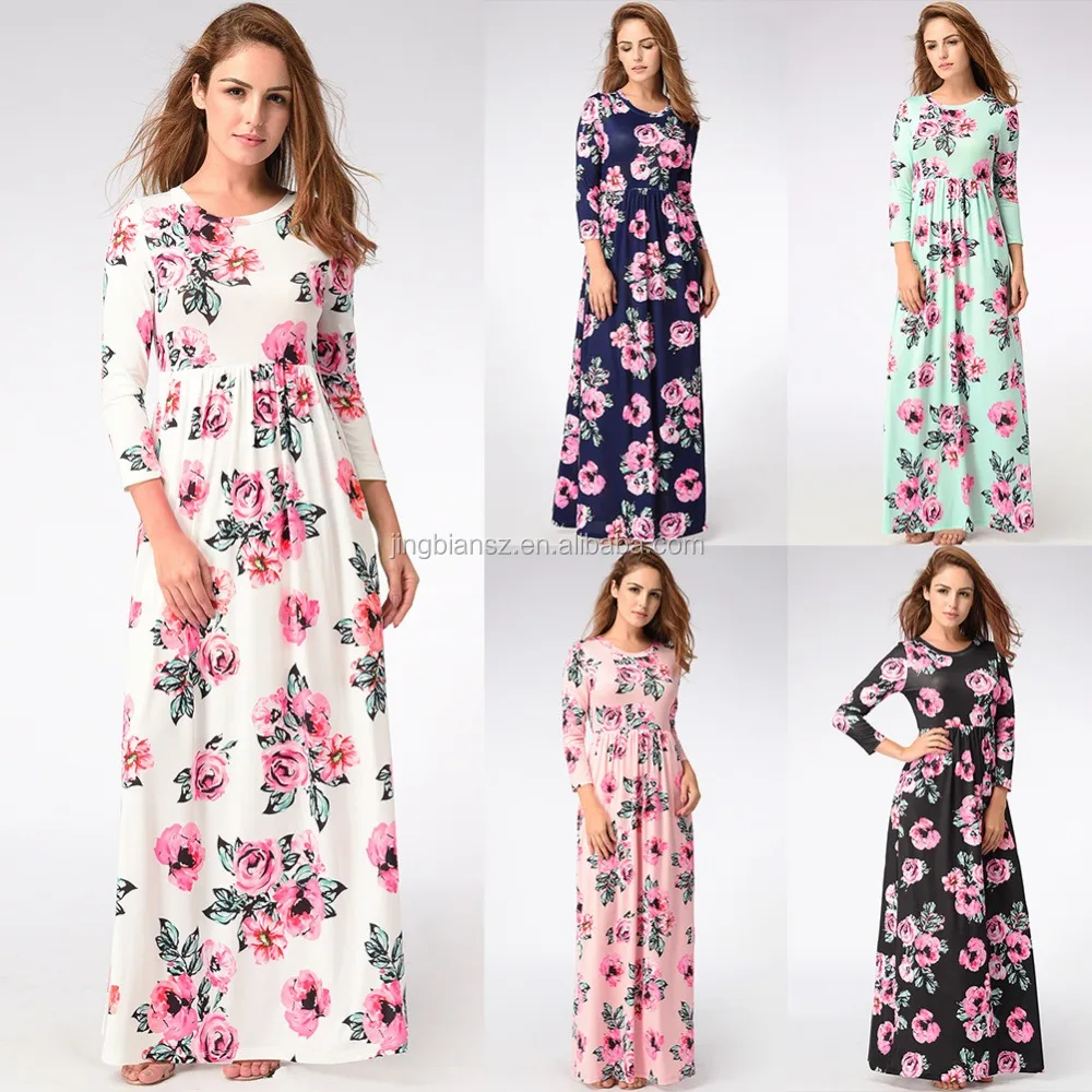 

muslim long sleeves printed lady dresses , beautiful maxi dresses #OCW10003