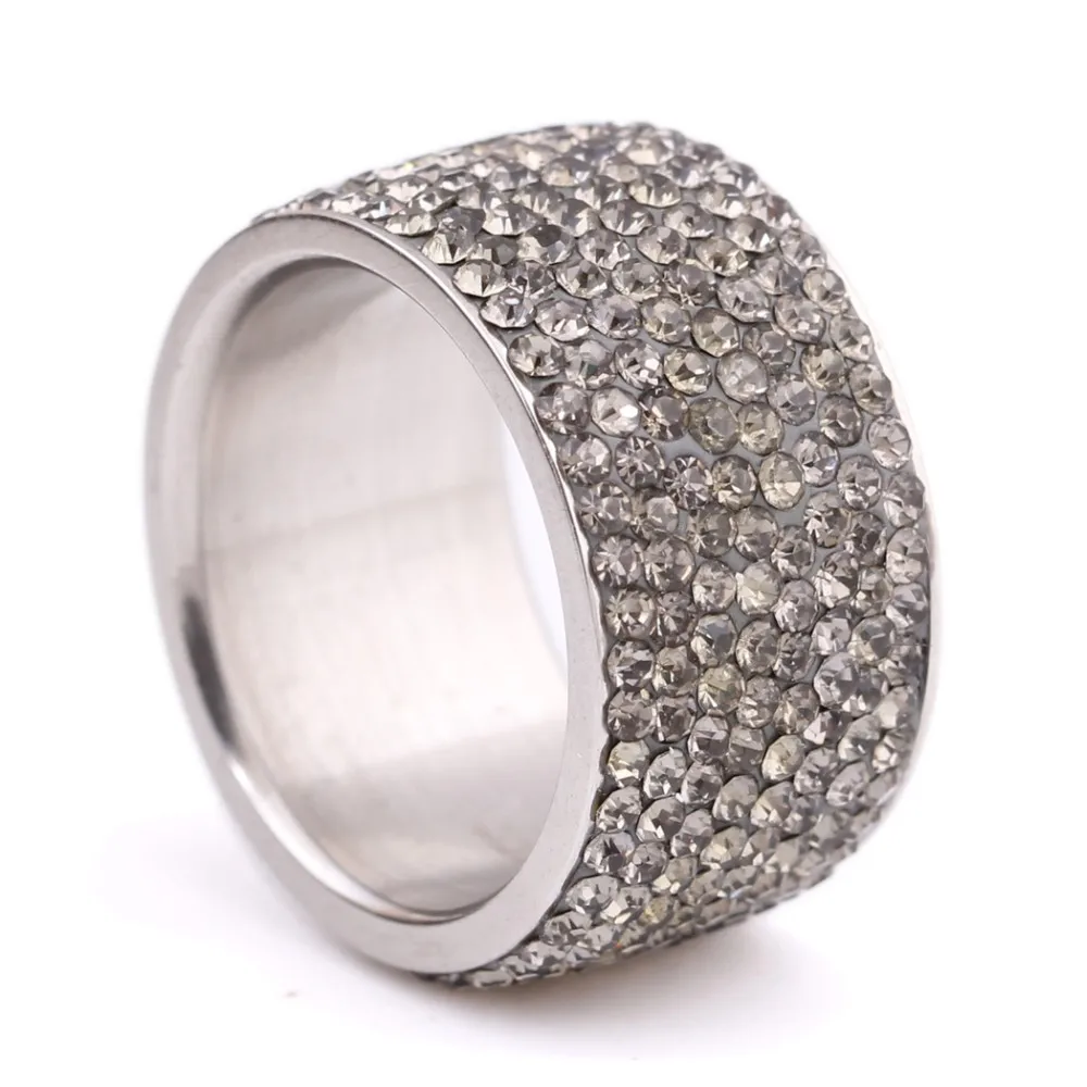 Wholesale 8 Rows Crystal Broad Rings For Women Wide Multicolor