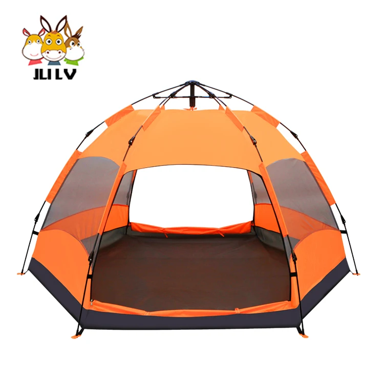 

Premium Automatic 4-6 Person Instant Easy Pop Up Camping Tent, Hexagonal, Double Layer, Double Doors & 4 Window, Customized