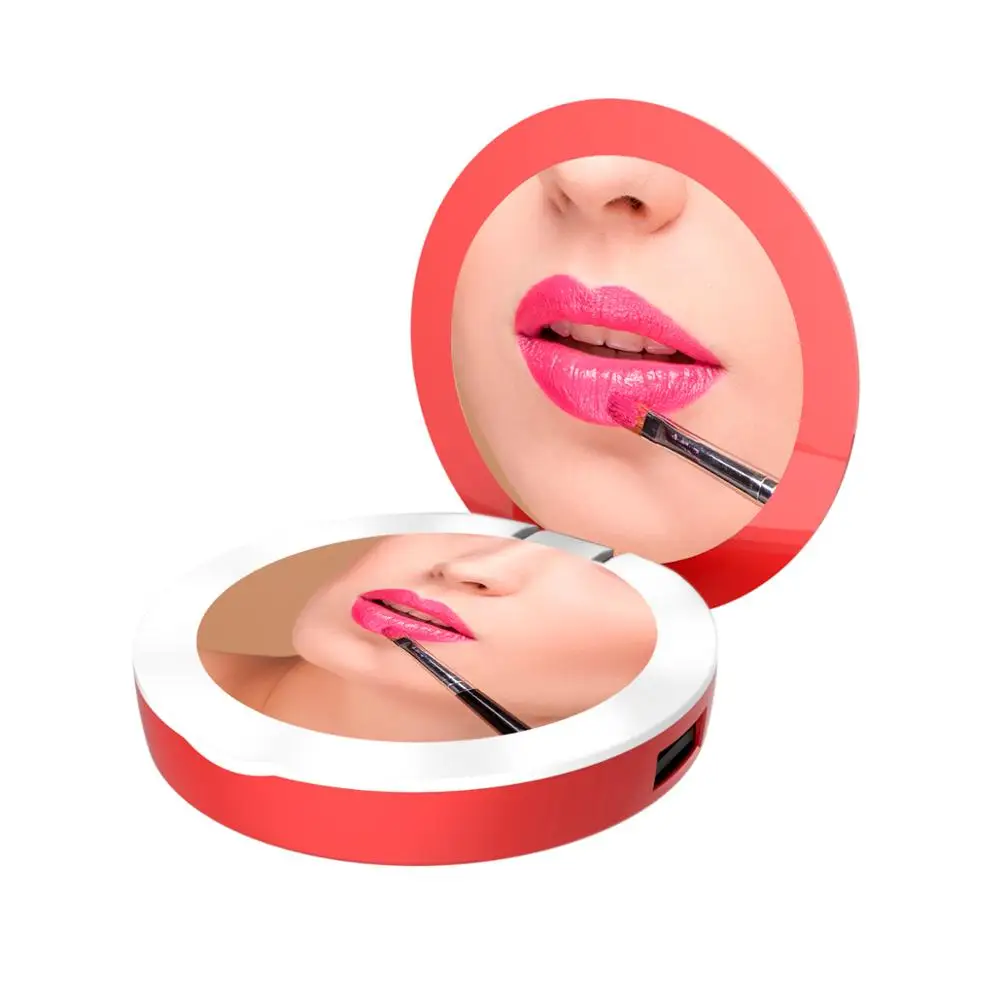 

New Make-Up Mirror Power Bank with LED RED Color 1600mAh Patent Power Bank