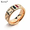 Perfect Quality 18k Gold Happy Word Men Ring Engineers Two Tones Gemstones Gold Tat Rings