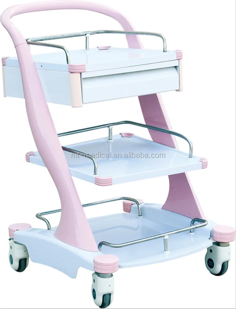 Warehouse mobile treatment trolley with red color