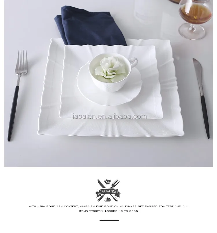 Fine Bone China Dinnerware Set Square Dinner Plates For Restaurant