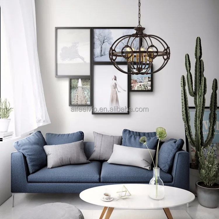 
Vintage industrial camino round drum circular lantern led pendant light chandelier for living room 