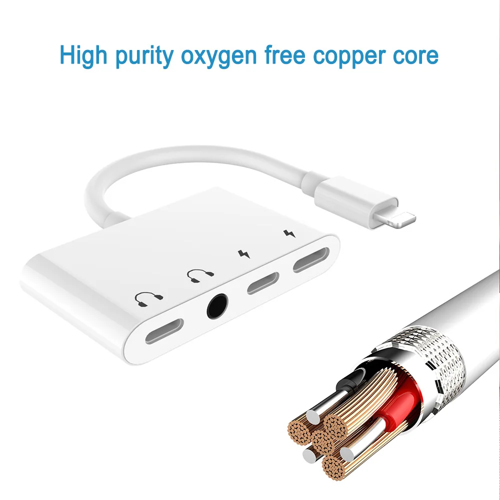 4 In 1 Audio Jack Adapter For Iphone X Xs Xr Xs Max 6 7 8 Buy Audio