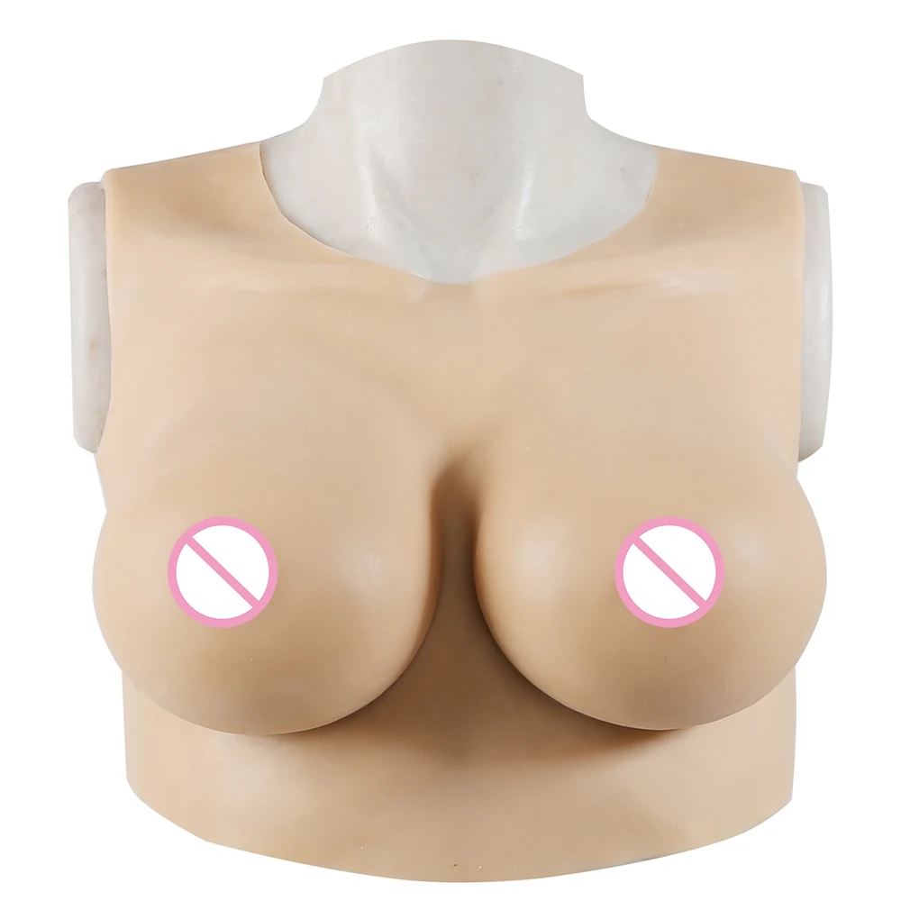 

Round Neck D Cup Silicone Breast Artificial Boobs Breast Forms for Trandsgender Crossdresser, Ivory white/asian yellow/light brown