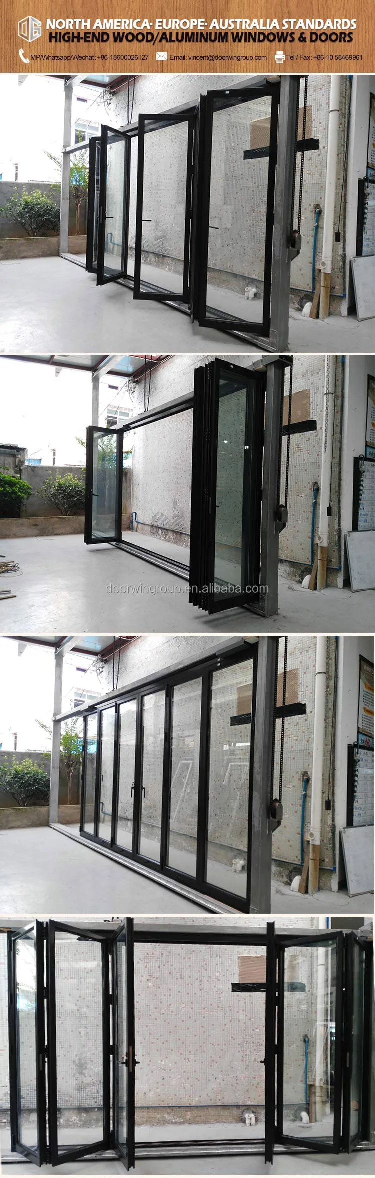 Hot sale good price powder coating outdoor exterior more panel double aluminium bi folding glass door