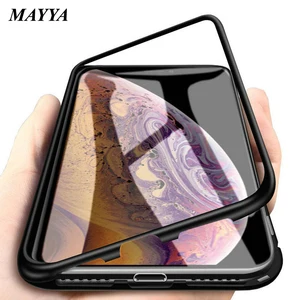 Luxury Double Sided Glass Metal Magnetic Case For iPhone Xs Max Xr X 8 7 6 Magnet Cover 360 Protection