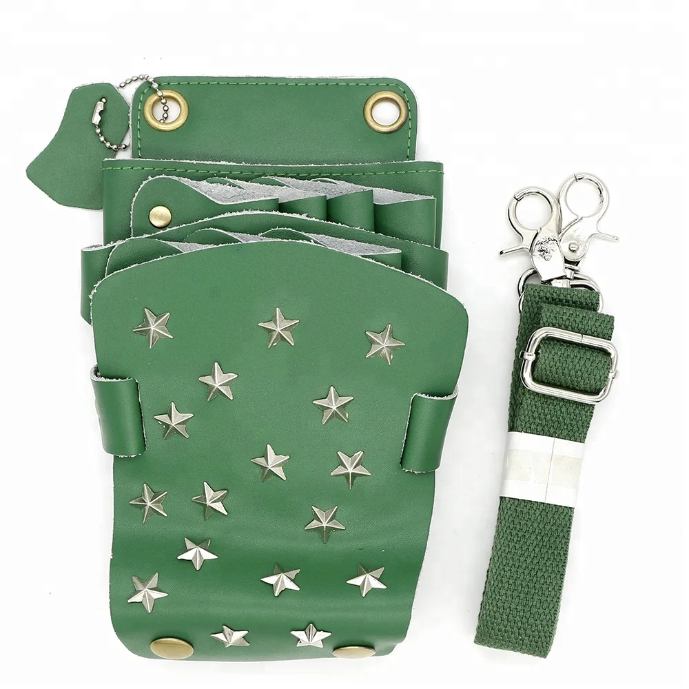 

Hairdressing Bag Cutting Shear Pouch Barber Holster Salon Tool Hairdresser Leather Scissor Holder, Green