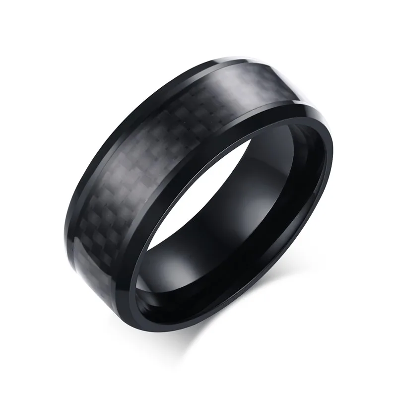 

Hot sale jewelry black carbon fiber stainless steel ring