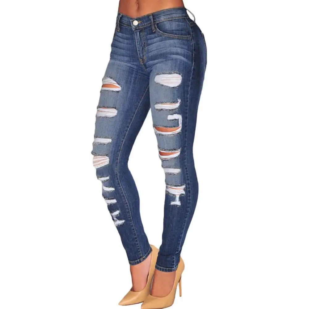 

Wholesale fashion Destroyed Stylish women skinny jeans, As shown