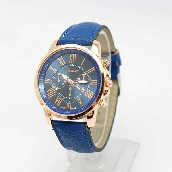 

Promotional Women New GENEVA Watches Quality PU Leather Strap Quartz Watch, 8 colors
