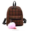 Handbags Wholesale New Felt Fabric Small Grid Pattern Students Backpack with Pompom