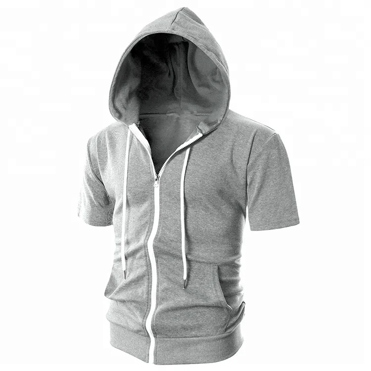 

Mens Slim Fit Lightweight Zip-up Hoodie Short Sleeve Hoodie, Customized