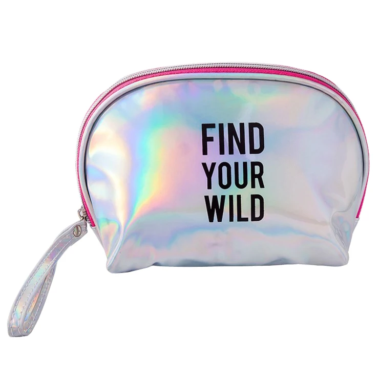 

Fashion design promotion holographic travel metallic cosmetic bag