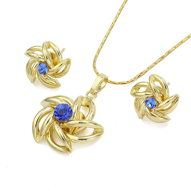 60181 xuping flower brazilian 14k gold color schmuck jewelry set