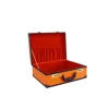 New design orange retro storage box golden hardware suitcase