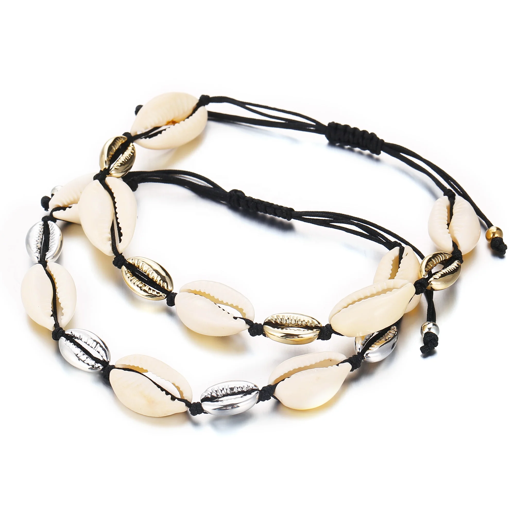 

HB1004 Newest Hot Sale Shell Bracelet Adjustable Seashell Sea Shell Bracelet with Rope Chain