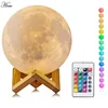 3D print Children's toy USB LED Night Light 18cm Remote control 16 color 3D moon lamp