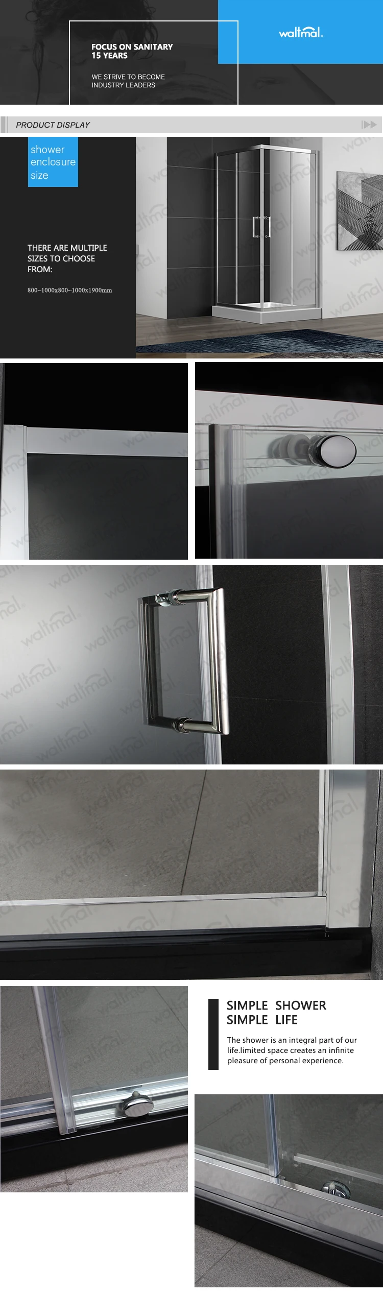 2019 New Design Two Sliding Glass Simple Shower Room With Aluminium Alloy Frame